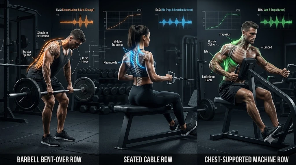Editorial image for Barbell Row vs Cable Row vs Machine Row: What Science Says About Back Training