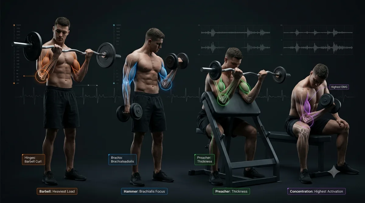 Editorial image for Biceps Curl Variations: Barbell, Dumbbell, Hammer and Preacher Curl Compared