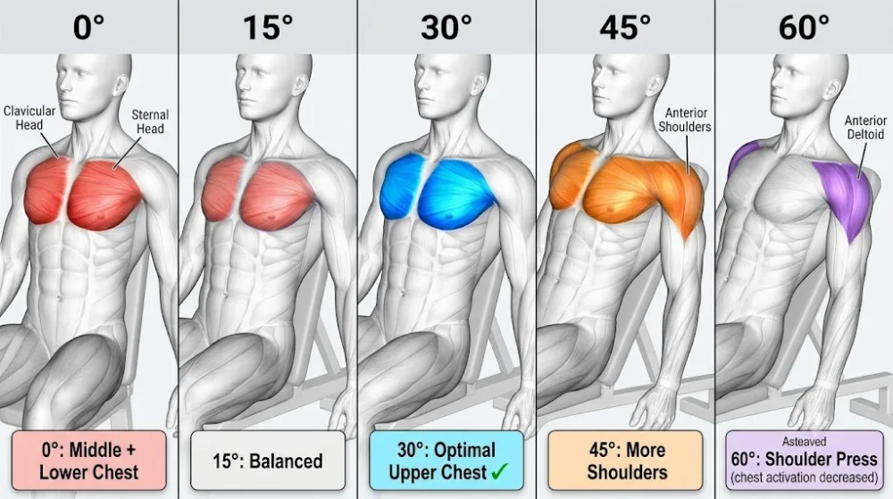 Upper chest anatomy involved in the incline bench press