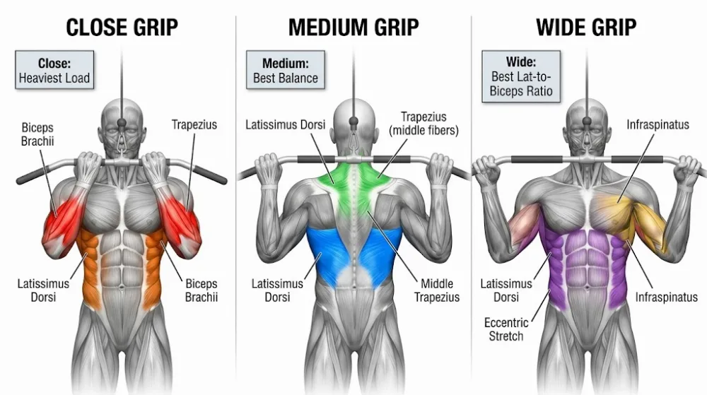 Back muscle anatomy involved in the lat pulldown exercise